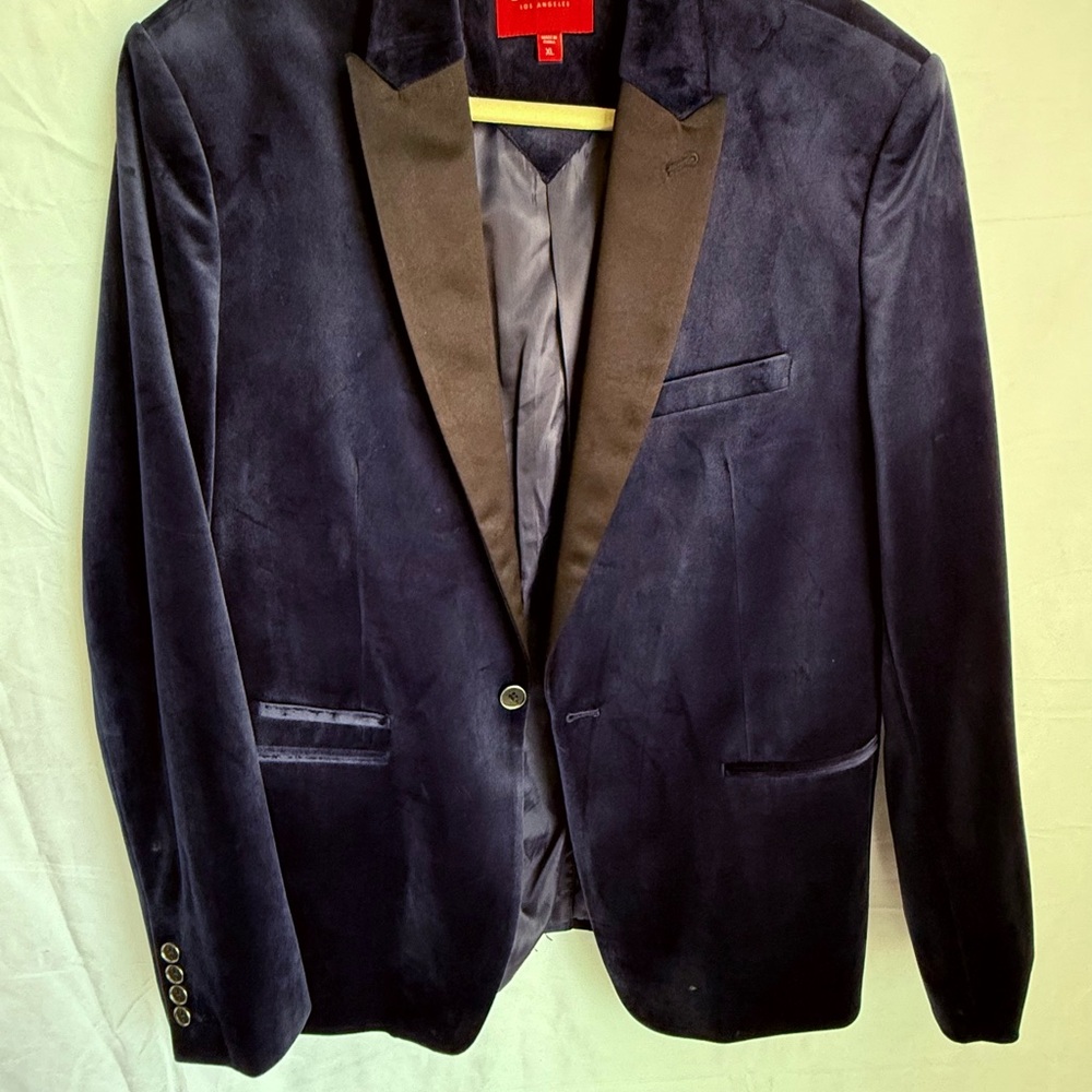 Guess Men's Navy Velvet Blazer